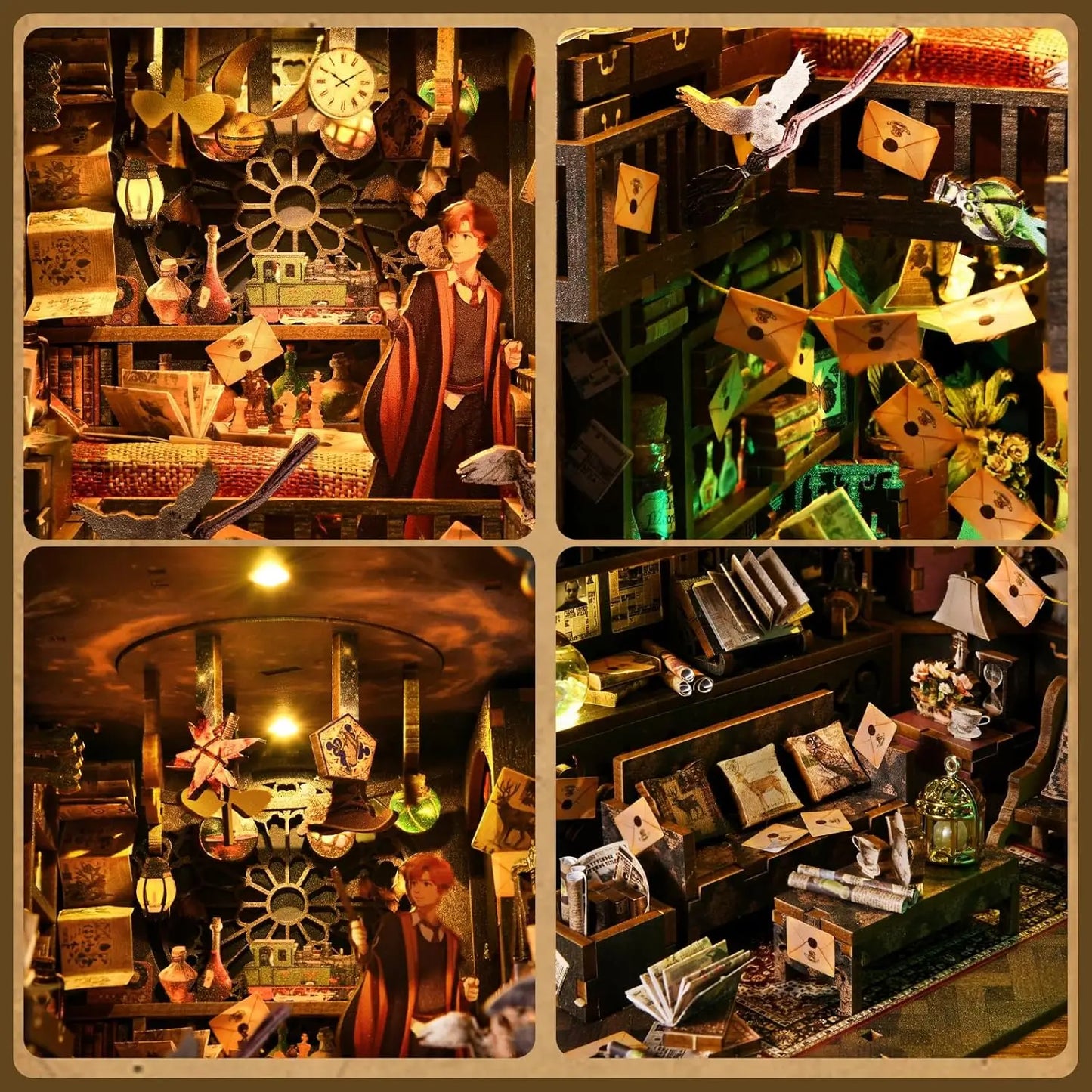 Book Nook "The House of Magic" – Diorama DIY de Escuela Mágica con Luces LED