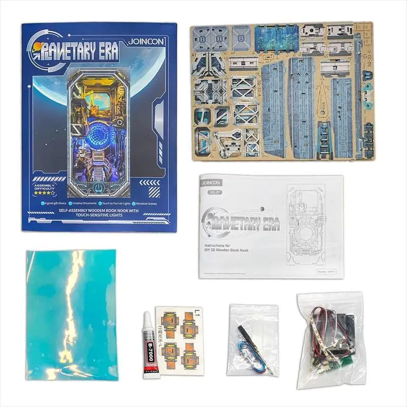 Book Nook Planetary Era – Sci-Fi Futurista con LED – Diorama 3D Montable