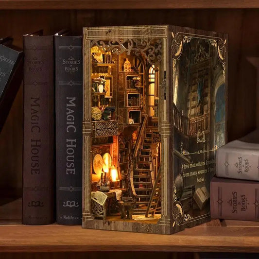 Book Nook Kit DIY – Sala Miniatura de Coleção de Livros Antigos