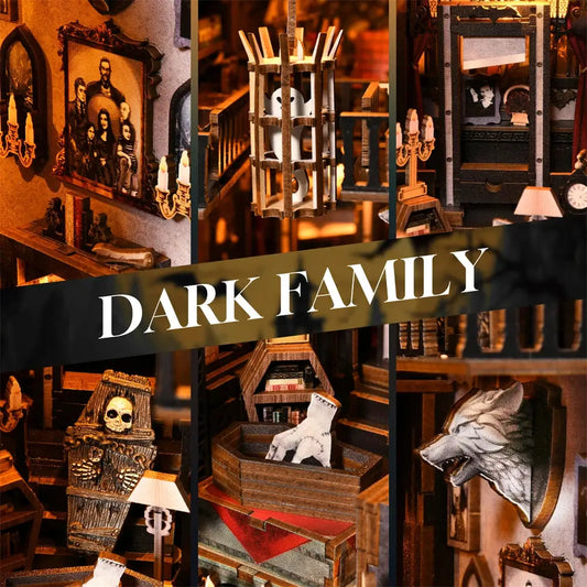 Book Nook "Dark Family" – Kit DIY di Diorama Gotico per Libreria
