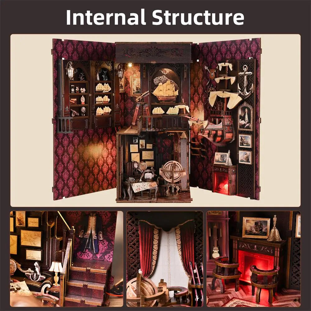 Book Nook Kit Voyage Memories | DIY Miniature Dollhouse Diorama | Bookshelf Bookend Gift -US
