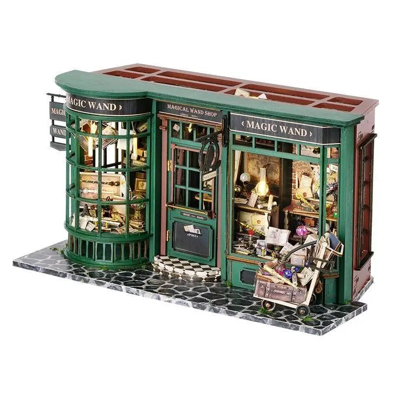 Kit miniatura DIY – Magical Wand Shop – Casita estilo retro europeo con elementos mágicos
