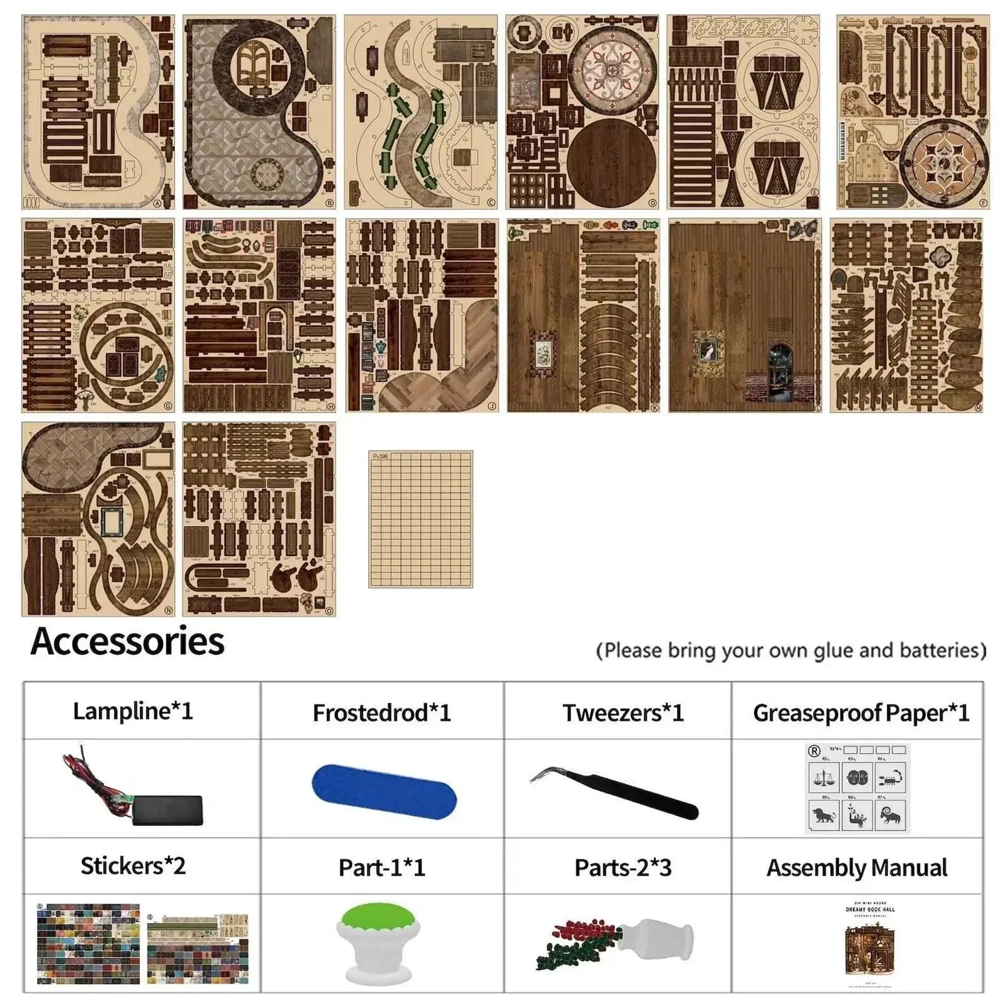 Kit Miniatura DIY Bookend – Cabaña Qimeng Book Hall – Casa Artesanal con Luces y Muebles