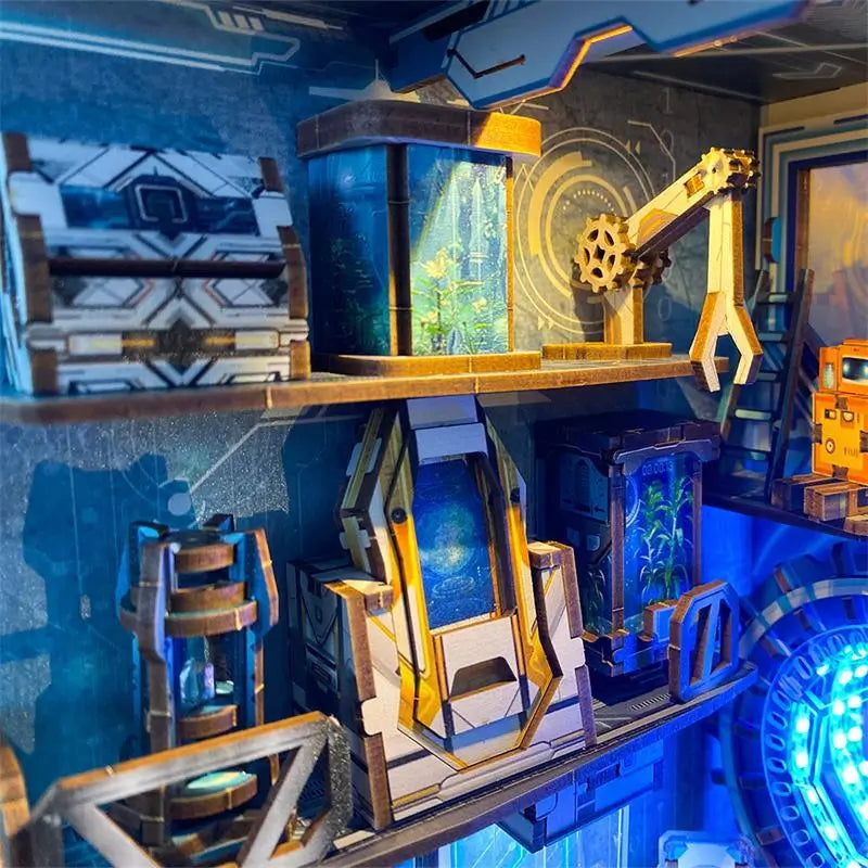 Book Nook Planetary Era – Sci-Fi Futurista con LED – Diorama 3D Montable