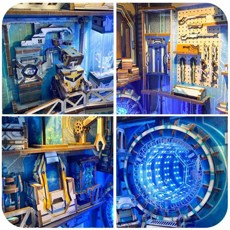 Book Nook Planetary Era – Sci-Fi Futurista con LED – Diorama 3D Montable