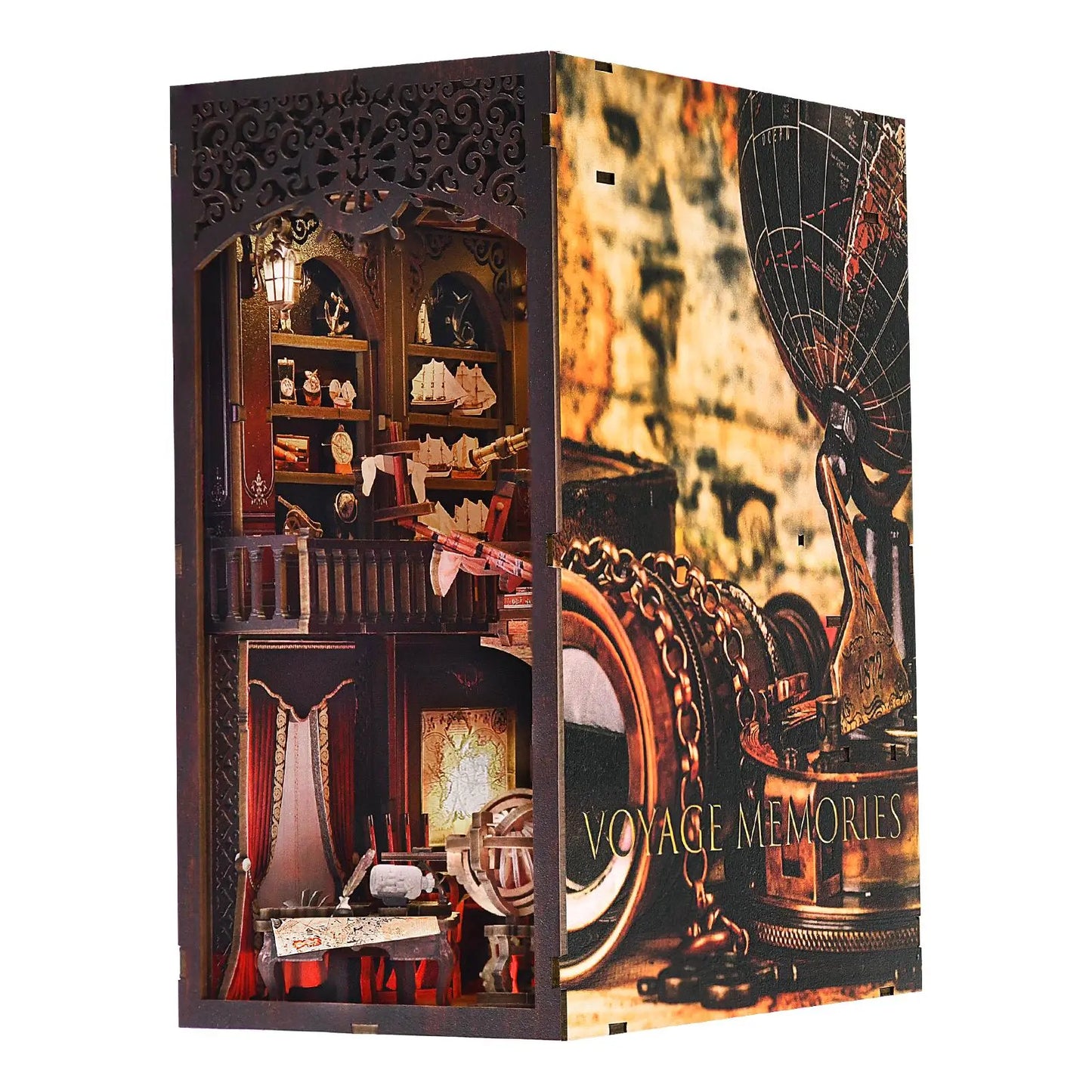 Book Nook Kit Voyage Memories | DIY Miniature Dollhouse Diorama | Bookshelf Bookend Gift -US