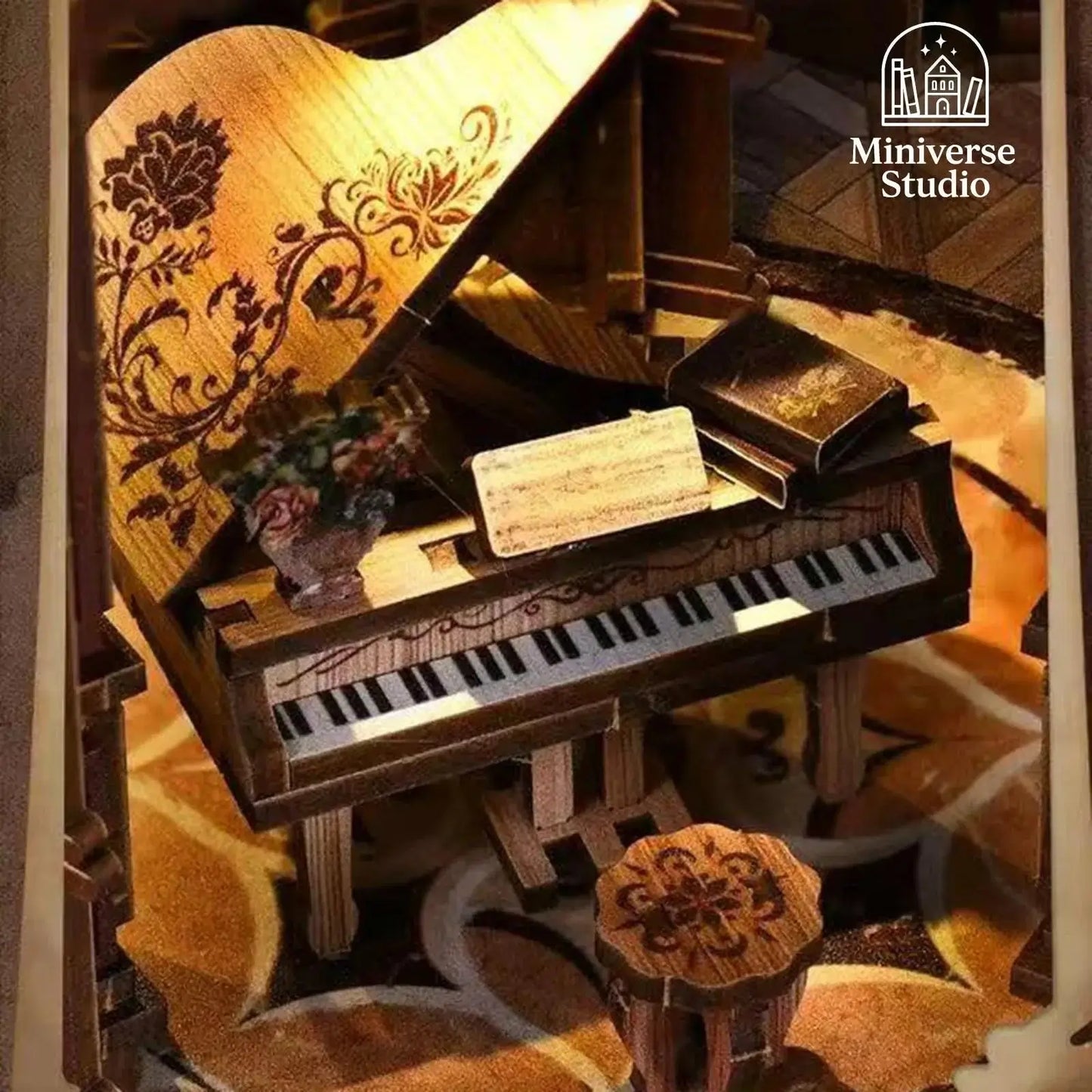 Kit Miniatura DIY Bookend – Cabaña Qimeng Book Hall – Casa Artesanal con Luces y Muebles