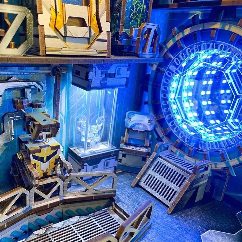 Book Nook Planetary Era – Sci-Fi Futurista con LED – Diorama 3D Montable