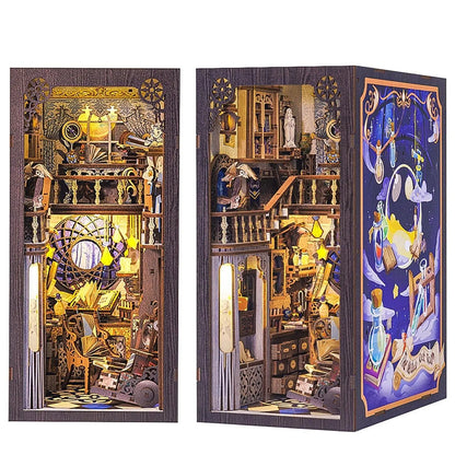 Book Nook Sala de Lectura Mágica con luces LED – Kit DIY de Madera | Diorama 3D Miniatura | Inserto para Estantería | Regalo lector