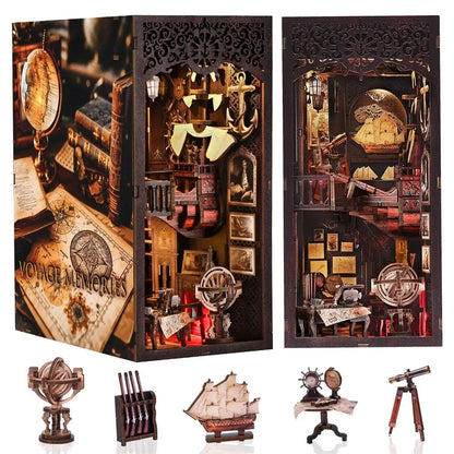 Book Nook Kit Voyage Memories | DIY Miniature Dollhouse Diorama | Bookshelf Bookend Gift -US