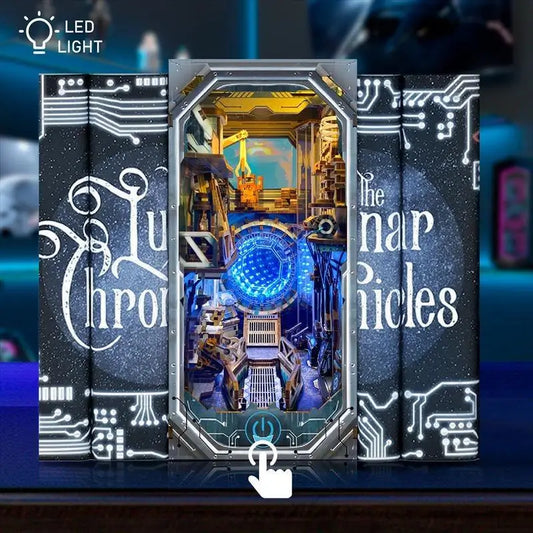 Book Nook Planetary Era – Sci-Fi Futurista con LED – Diorama 3D Montable