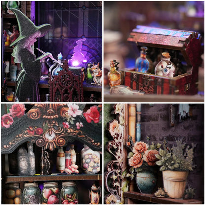 Kit Book Nook Mundo Mágico de Judy con LED | Casa Bruja 3D | Doble Cara | Diorama Estantería