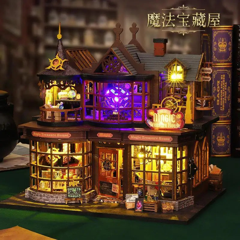 Kit Miniatura DIY – Casa Mágica – Diorama con Muebles, Luces LED y Detalles Encantados