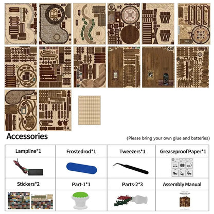 Kit Miniatura DIY Bookend – Cabaña Qimeng Book Hall – Casa Artesanal con Luces y Muebles
