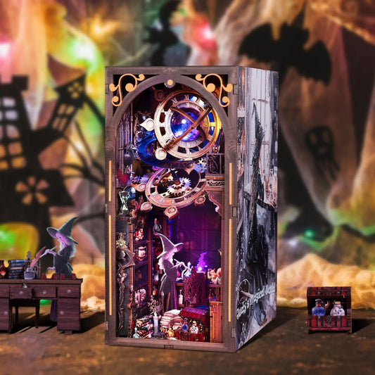 Kit Book Nook Mundo Mágico de Judy con LED | Casa Bruja 3D | Doble Cara | Diorama Estantería