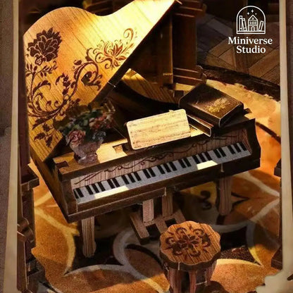 Kit Miniatura DIY Bookend – Cabaña Qimeng Book Hall – Casa Artesanal con Luces y Muebles